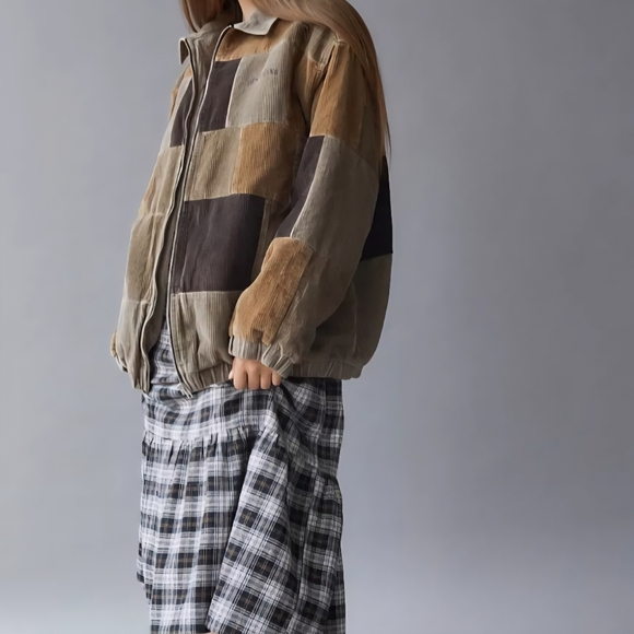 BDG Women's Patchwork Quilted Corduroy Harrington Jacket Size L | Retro - Picture 4 of 10